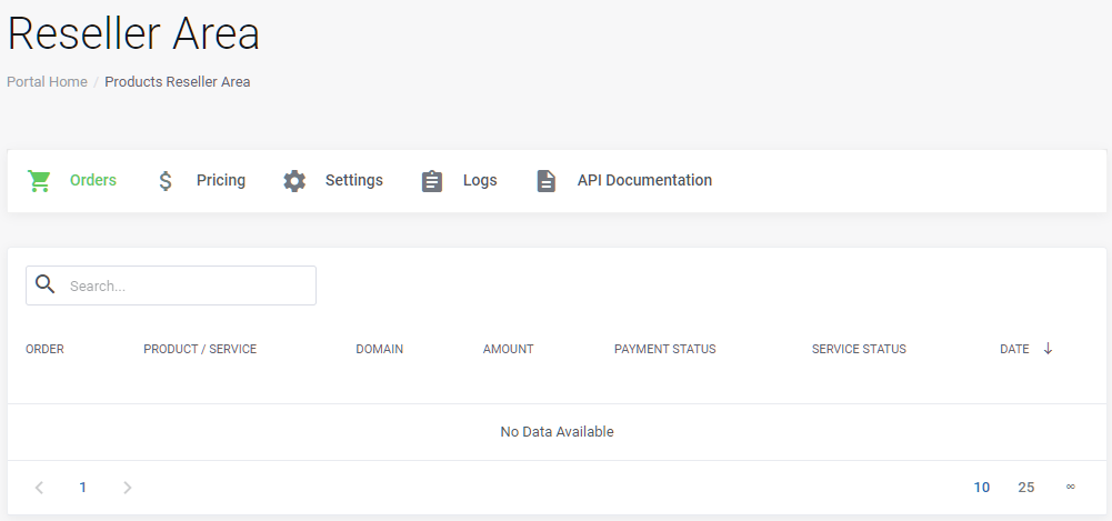 Absolute Hosting Reseller Area